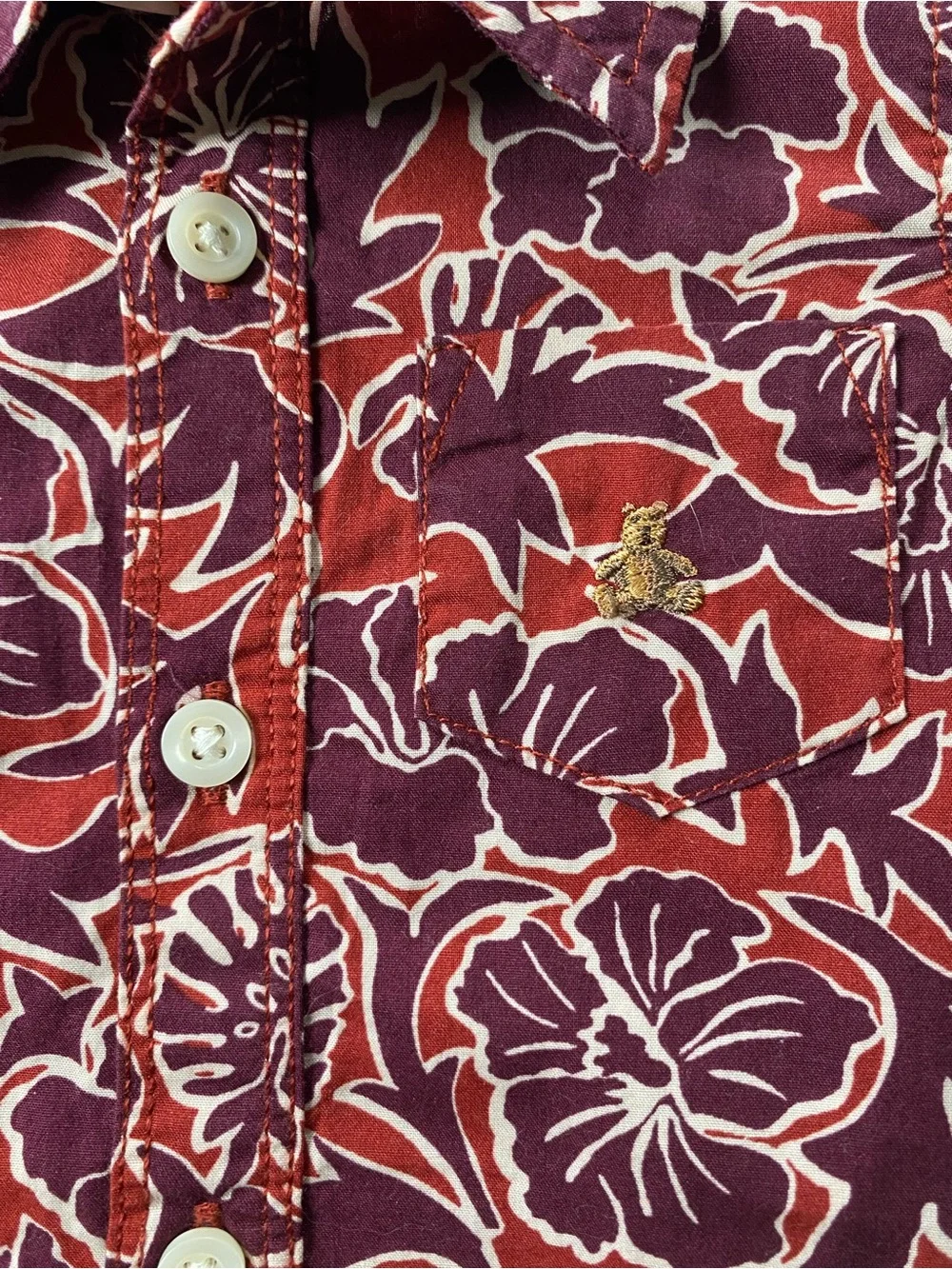 GAP Hawaiian Shirt Size 6 12 Months NWT One Piece Snap Top New Floral Red Orange